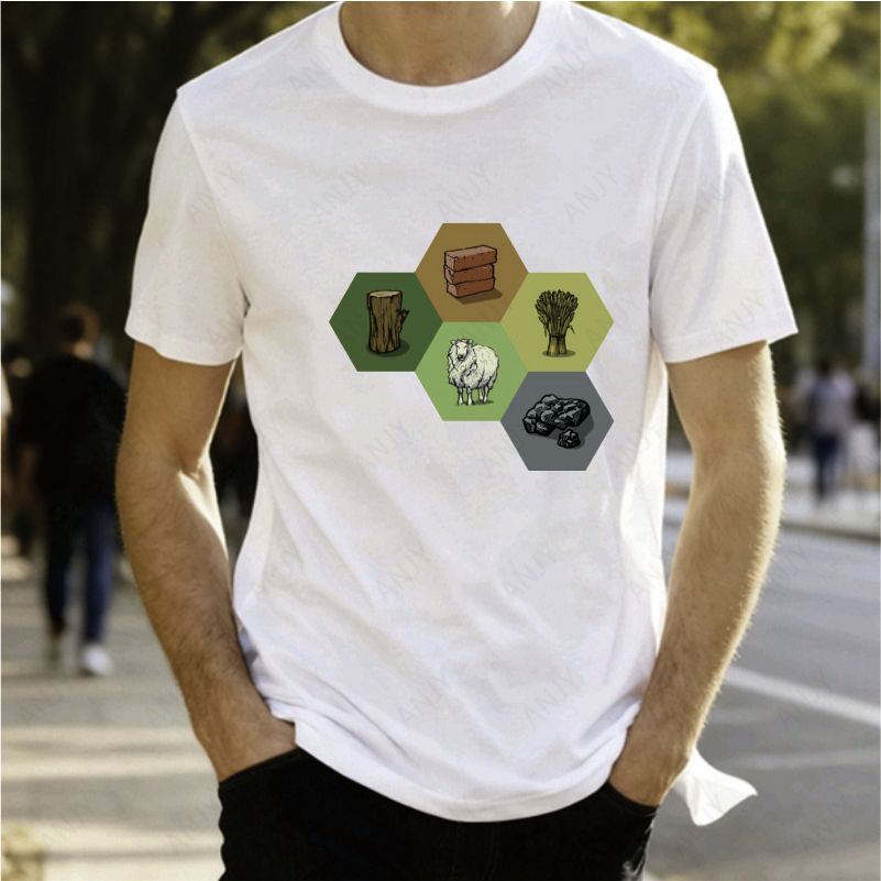 Board Game Catan - Kaos Bertema Kayu/Bata/Mineral Pulau Catan untuk
