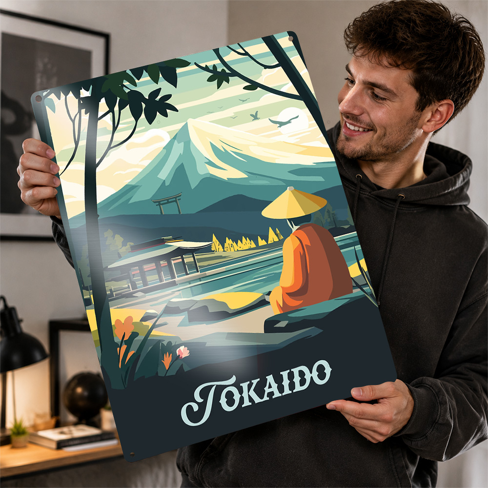 Board Game Illustrator - Poster Logam Bertekstur Pemandangan Permainan Papan