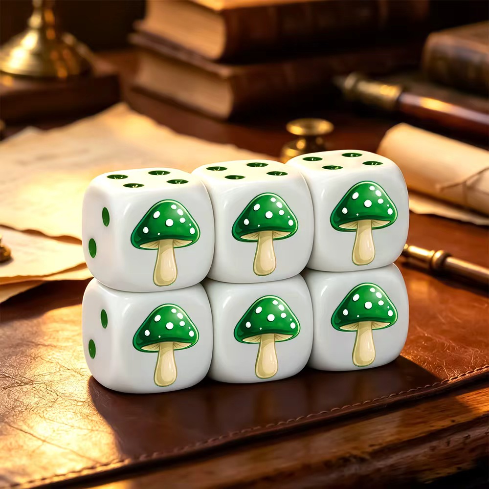 6 Buah Set Dadu D6 Jamur Hijau - Board Game Night ulasan dan harga