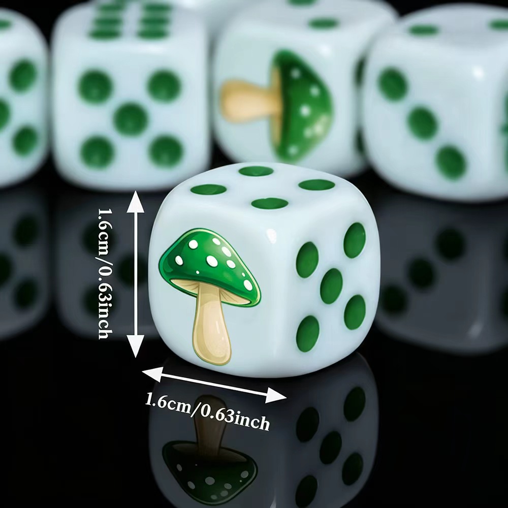 6 Buah Set Dadu D6 Jamur Hijau - Board Game Night ulasan dan harga