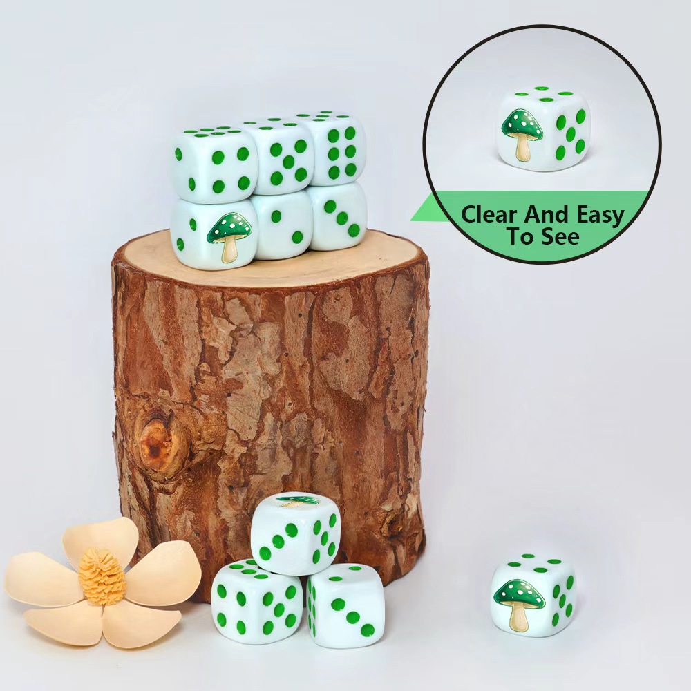 6 Buah Set Dadu D6 Jamur Hijau - Board Game Night ulasan dan harga