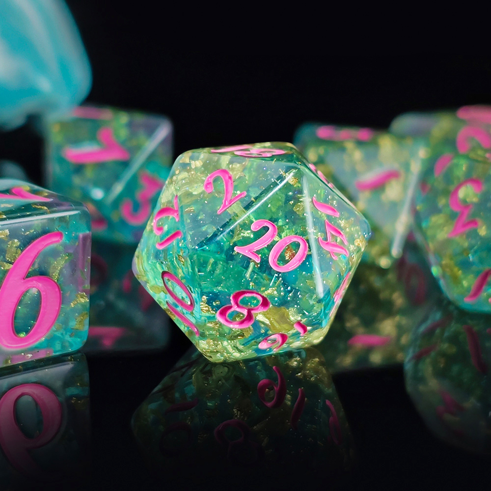 7Pcs/set Dadu Resin dengan Lap - Board Game Dungeons And Dragons ulasan dan harga