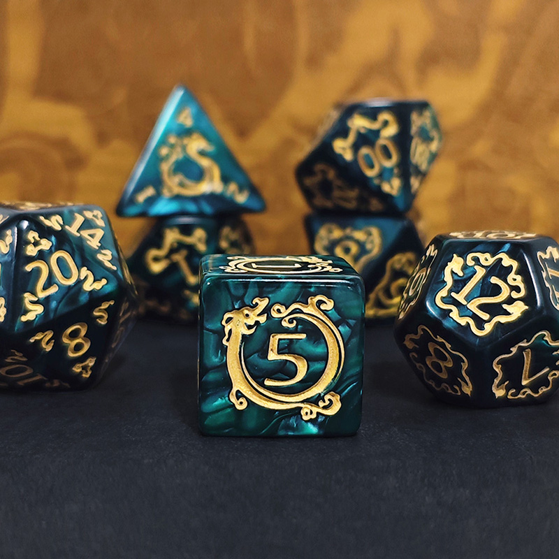 7 Buah Set Dadu DND Pola Naga  - Board Game Dungeons And Dragons ulasan dan harga