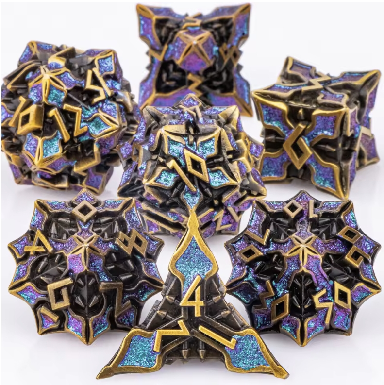 7pcs Set Dadu Logam DND MTR Da - Board Game Dungeons And Dragons ulasan dan harga